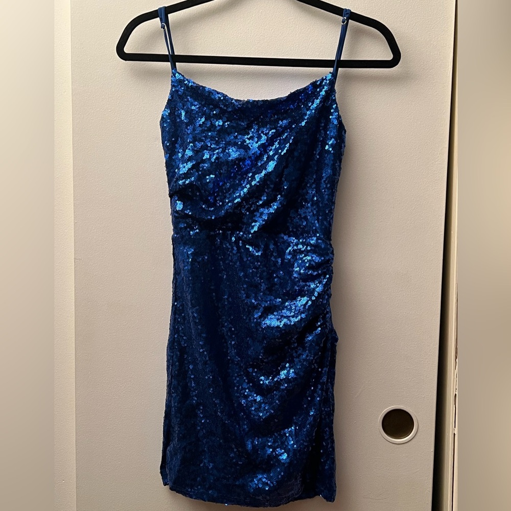 Lucy in the Sky blue sequin mini dress. Size S.